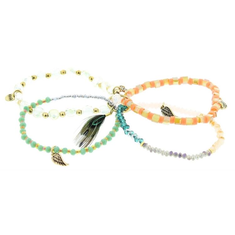 PULSERA 4 TIRAS CUENTAS METAL PIEDRAS 2