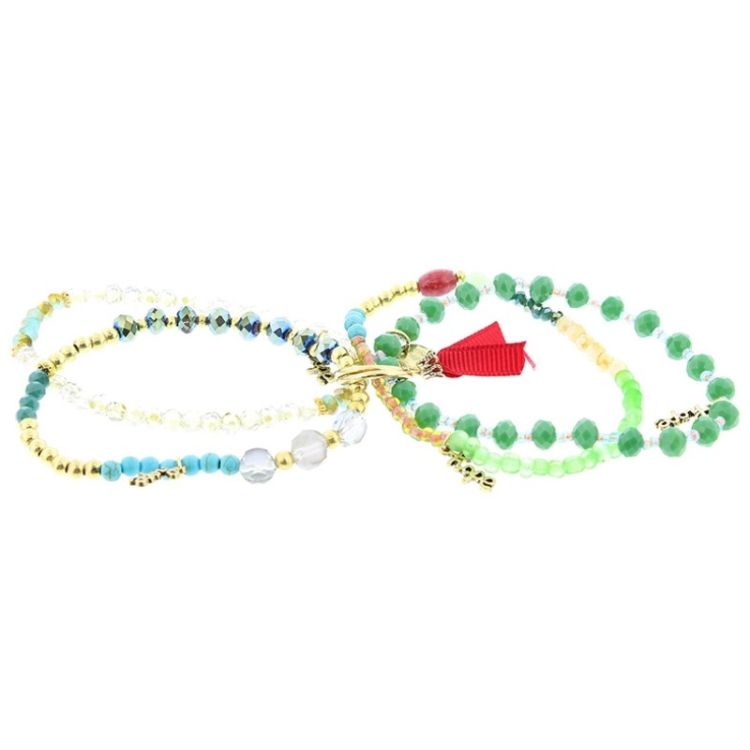 PULSERA 4 TIRAS CUENTAS METAL PIEDRAS 2
