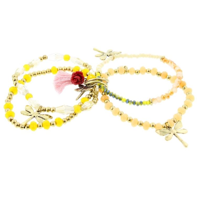 4 STRAPS CRYSTAL BEADS BRACELET 2
