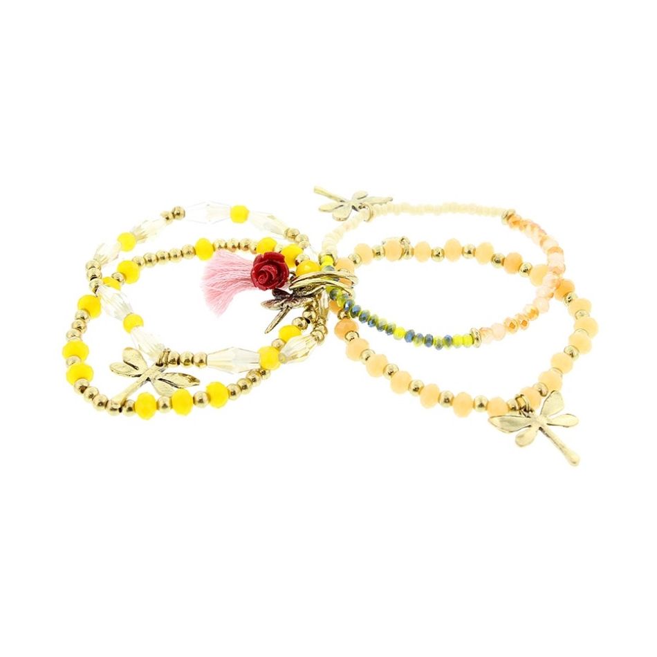 4 STRAPS CRYSTAL BEADS BRACELET