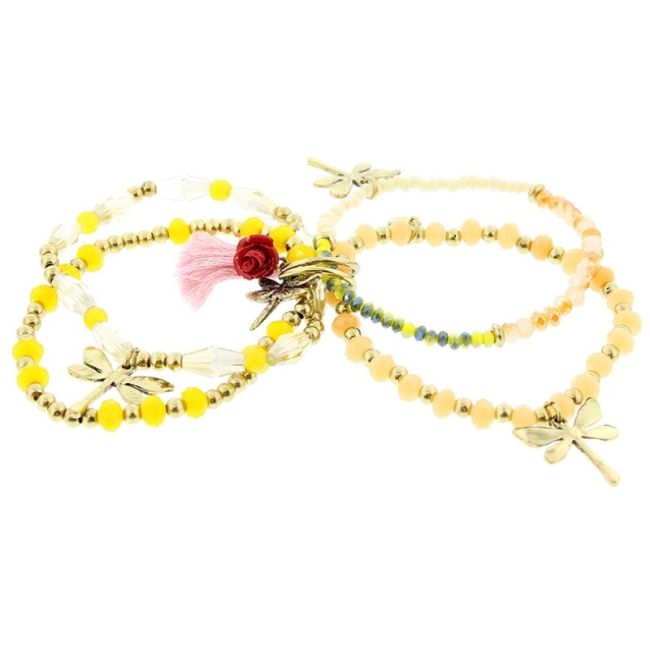 4 STRAPS CRYSTAL BEADS BRACELET