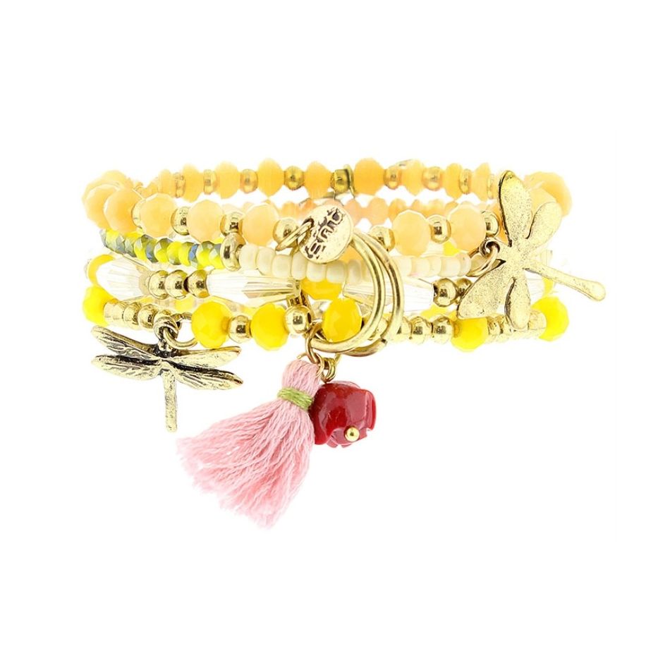 4 STRAPS CRYSTAL BEADS BRACELET