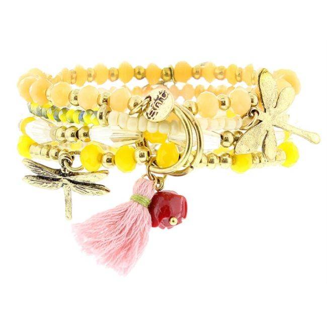 4 STRAPS CRYSTAL BEADS BRACELET