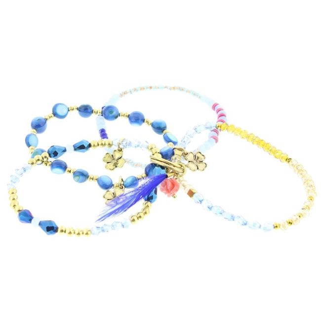 PULSERA 4 TIRAS CUENTAS METAL PIEDRAS