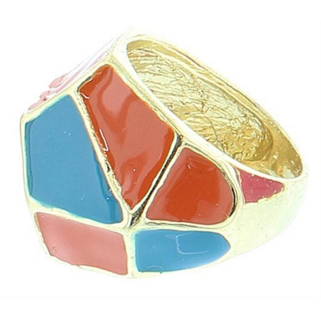 ENAMEL METAL GOLD-PLATED RING