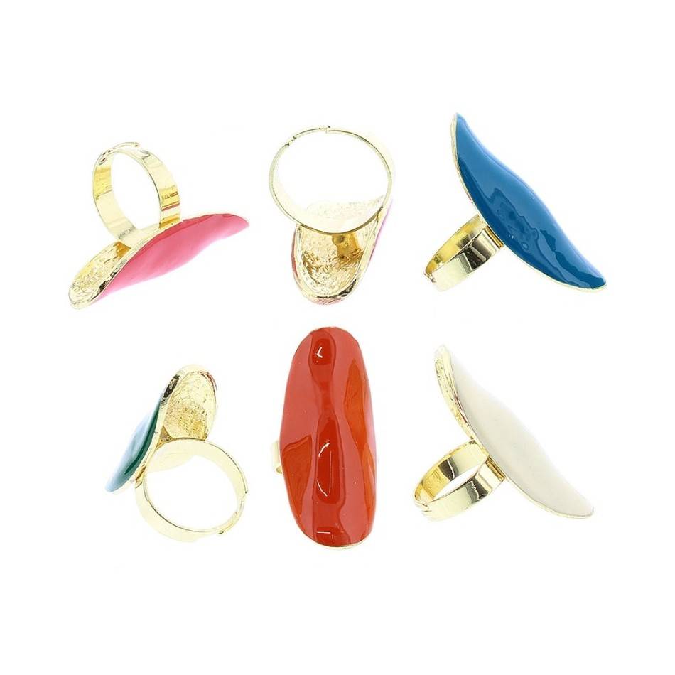 ENAMEL METAL GOLD-PLATED RING