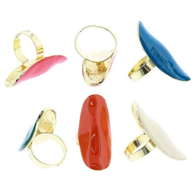 ENAMEL METAL GOLD-PLATED RING