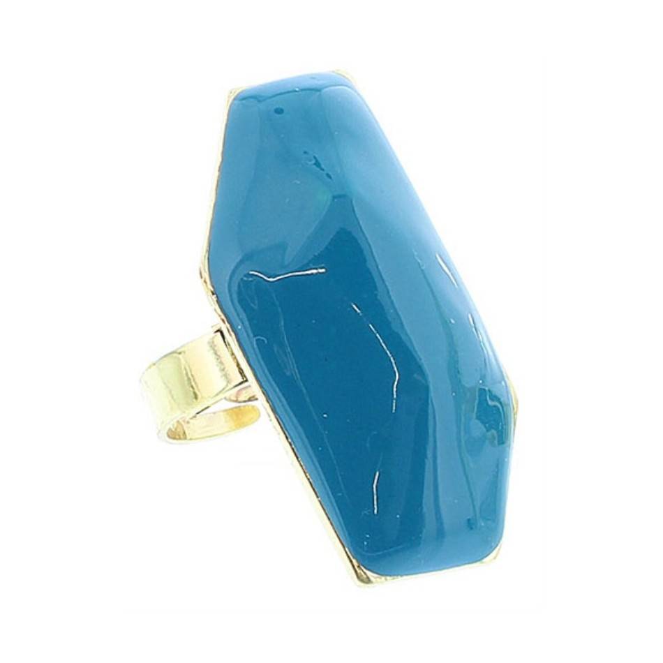 ENAMEL METAL GOLD-PLATED RING