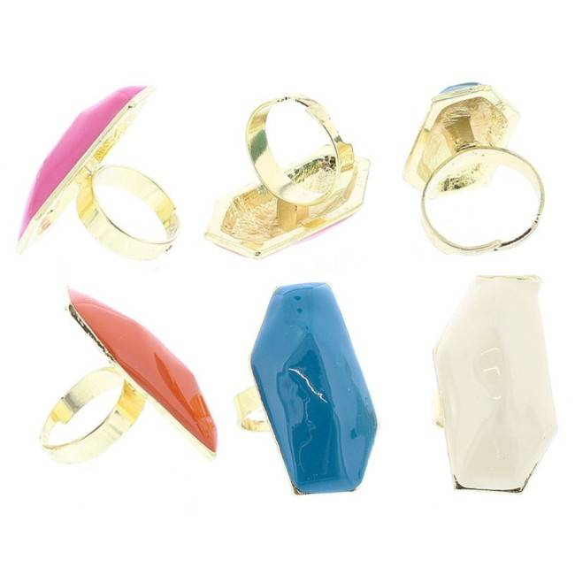 ENAMEL METAL GOLD-PLATED RING