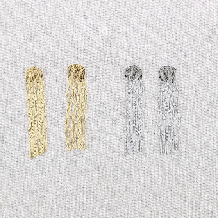 STEEL EARRINGS FRINGE WITH CRYSTALS 2