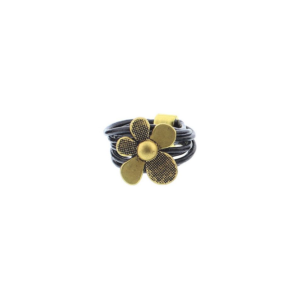 LEATHER RING WITH METAL BEADS