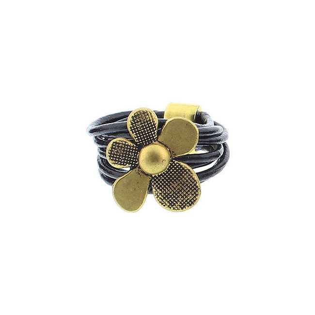 LEATHER RING WITH METAL BEADS