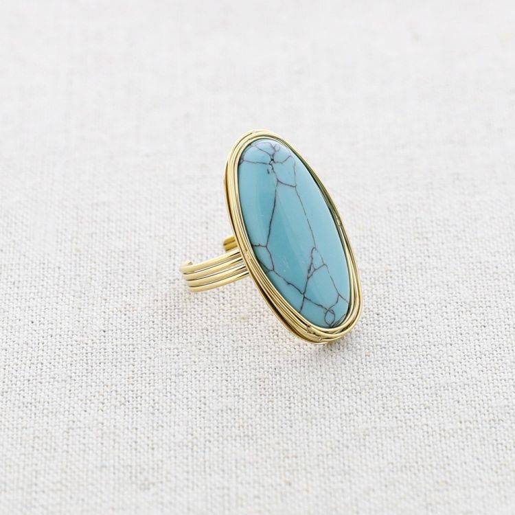 ANILLO OVALADO ACERO PIEDRA