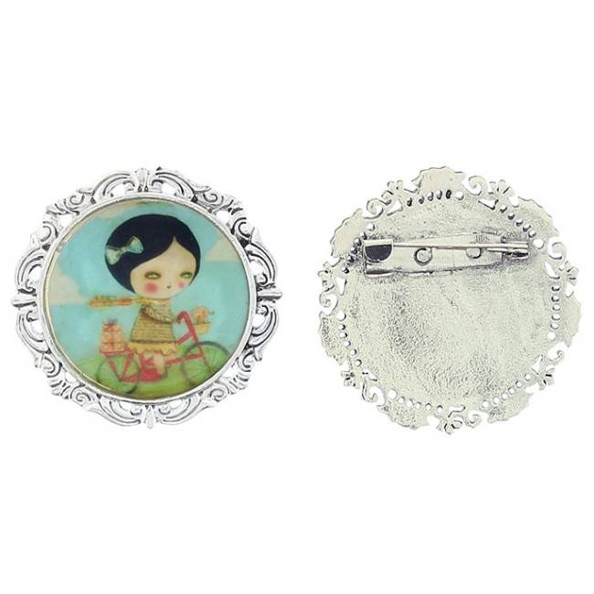METAL ENAMEL BROOCH