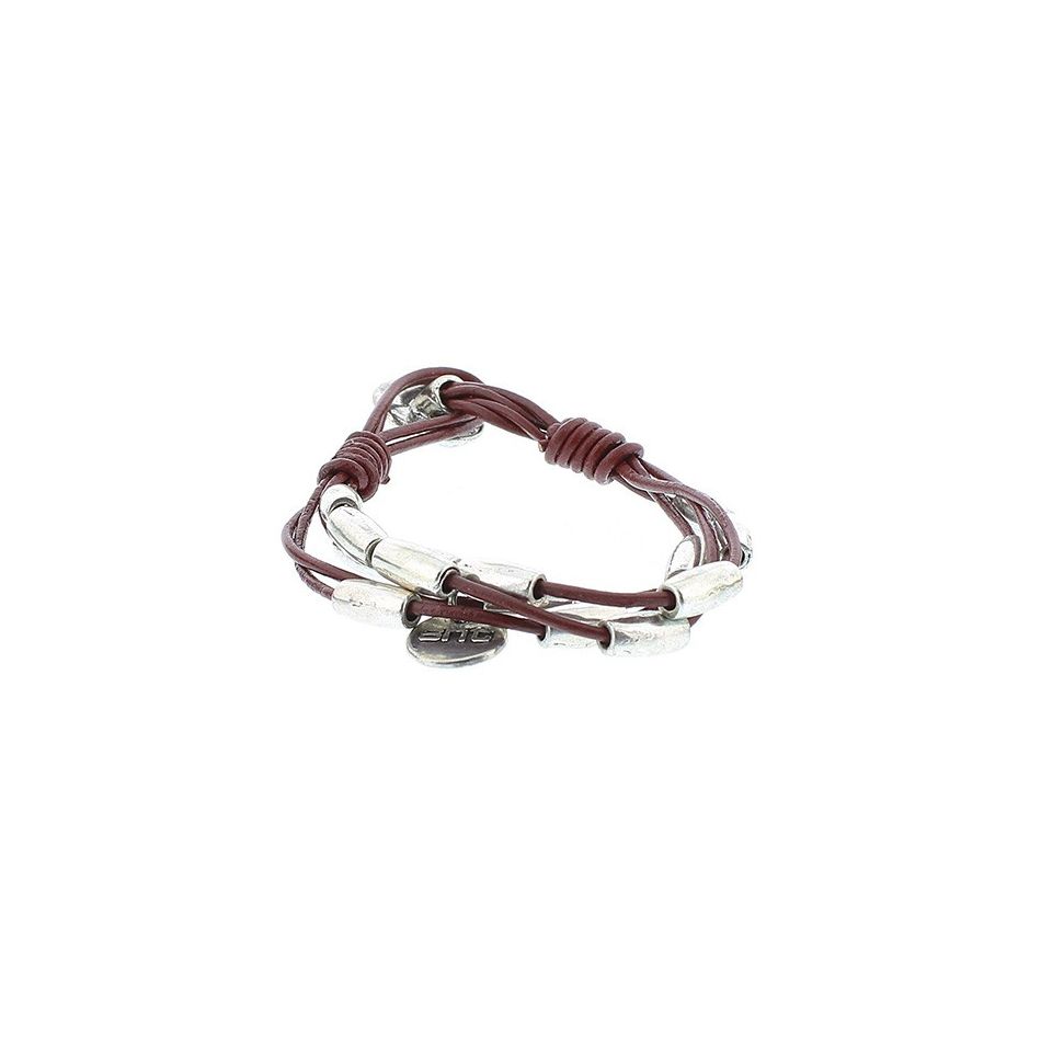 LEATHER BRACELET WITH METAL BEADS