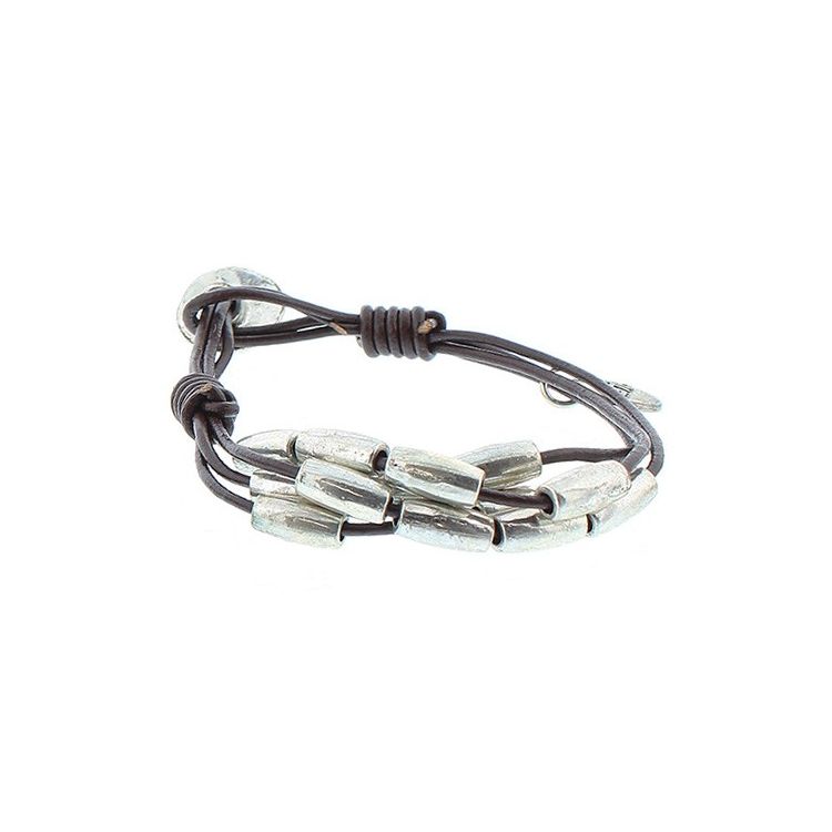 LEATHER BRACELET WITH METAL BEADS