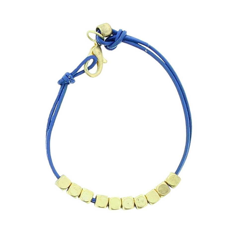 PULSERA CUERO CUENTAS METAL
