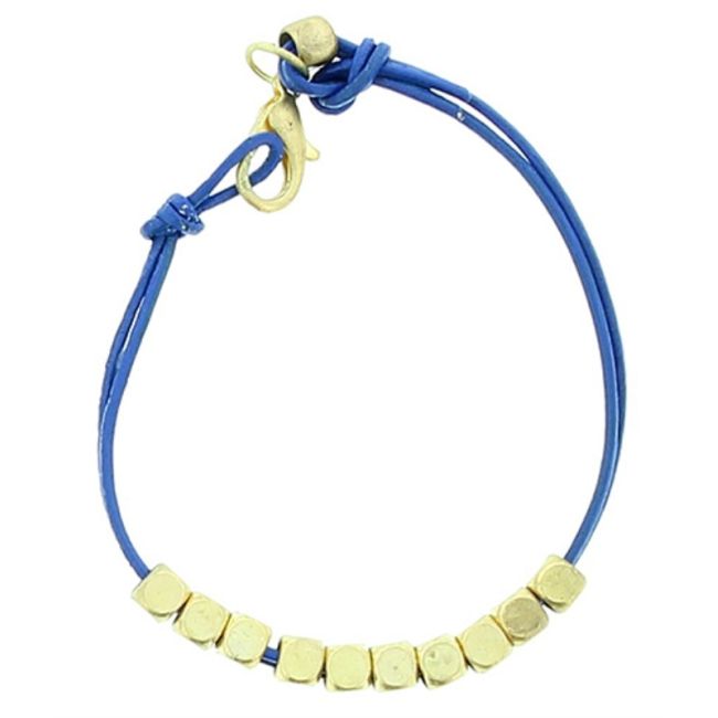 LEATHER BRACELET WITH METAL BEADS