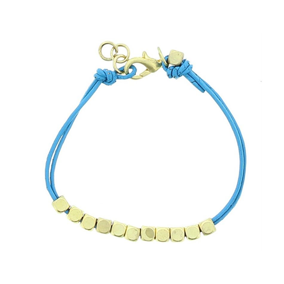 LEATHER BRACELET WITH METAL BEADS