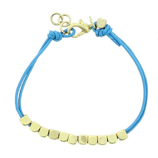 LEATHER BRACELET WITH METAL BEADS