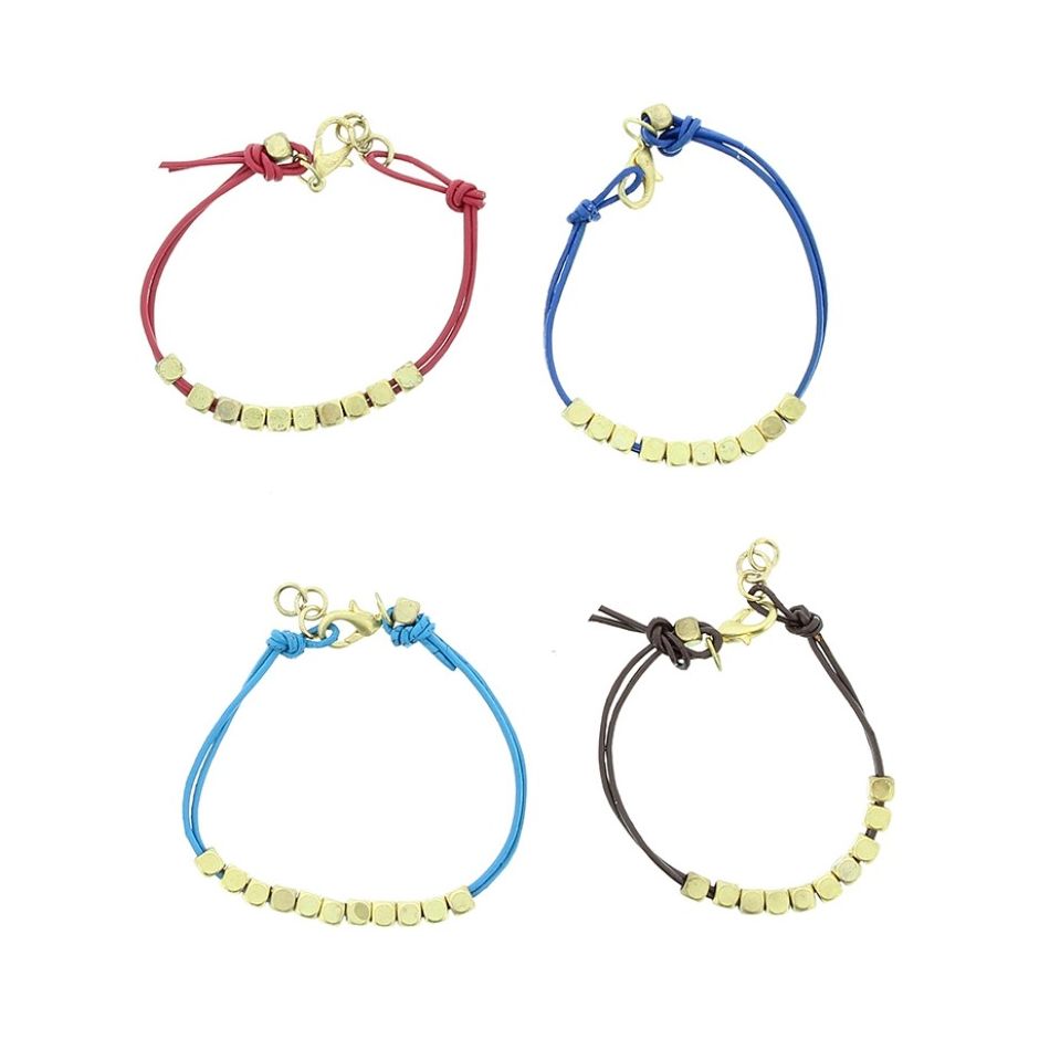 LEATHER BRACELET WITH METAL BEADS