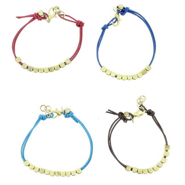 LEATHER BRACELET WITH METAL BEADS