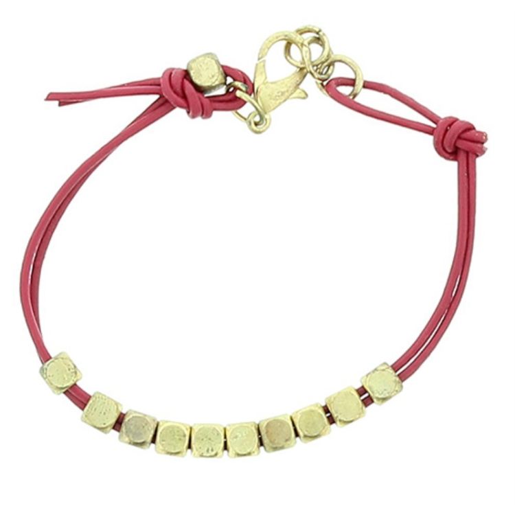 PULSERA CUERO CUENTAS METAL 2