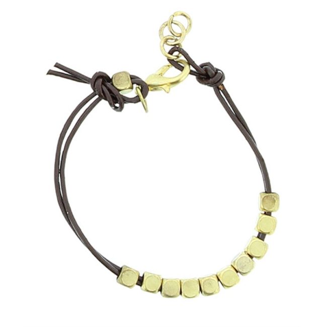 LEATHER BRACELET WITH METAL BEADS