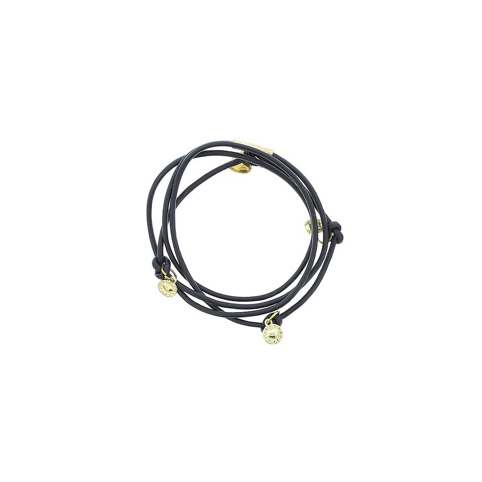 LEATHER BRACELET 4 TURNS WITH METAL BEADS