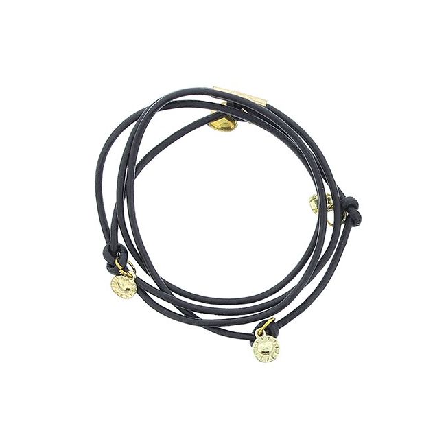 LEATHER BRACELET 4 TURNS WITH METAL BEADS