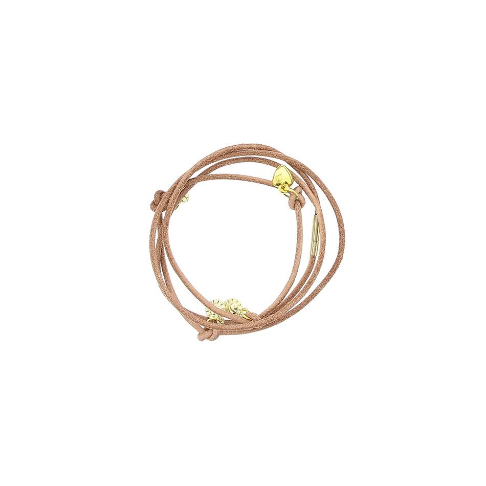 LEATHER BRACELET 4 TURNS WITH METAL BEADS