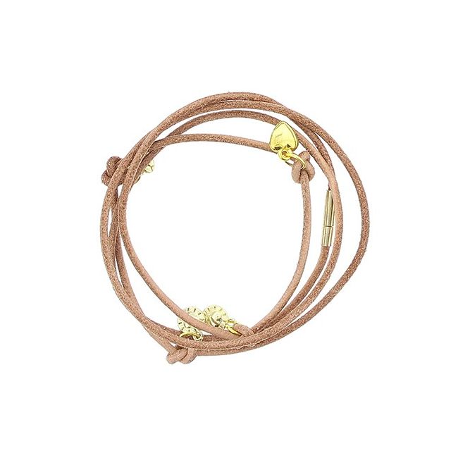 LEATHER BRACELET 4 TURNS WITH METAL BEADS