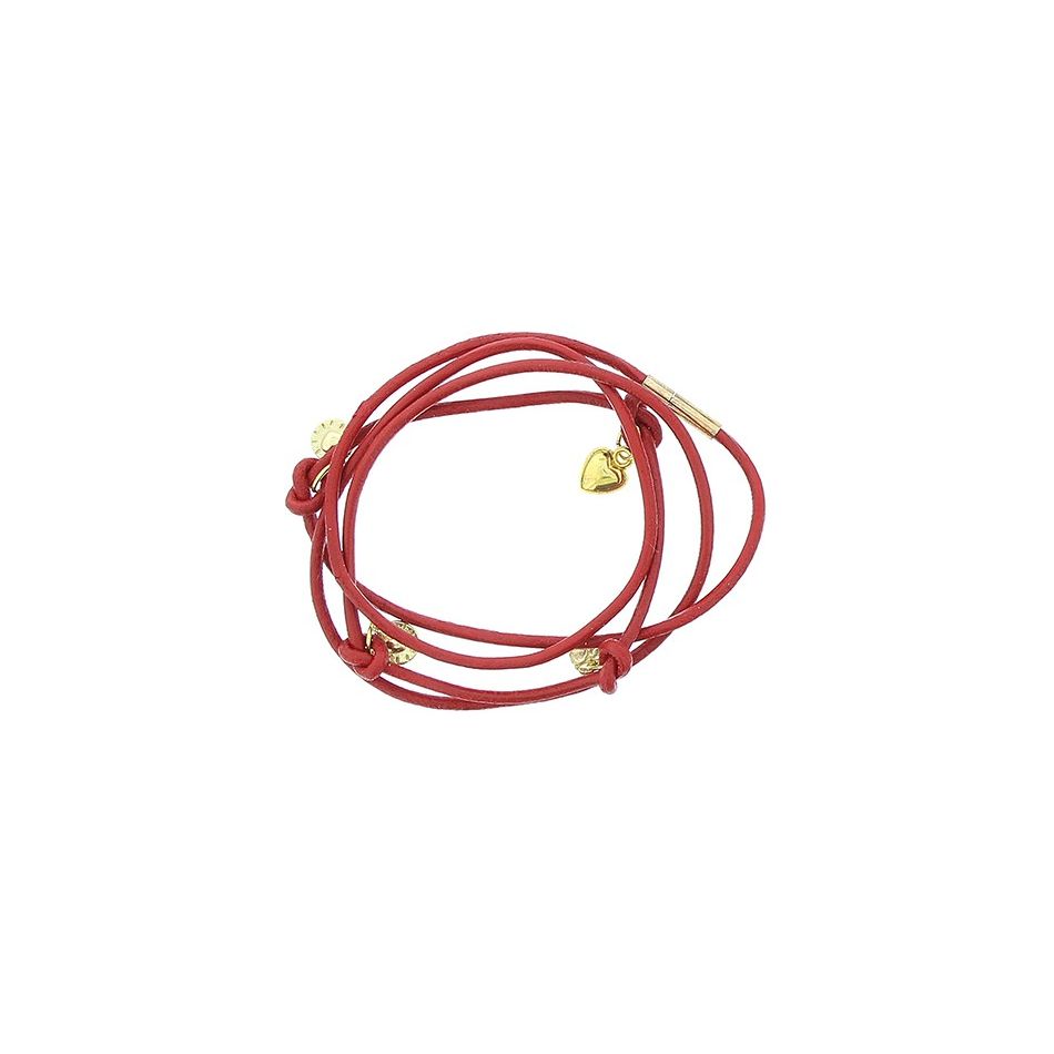 LEATHER BRACELET 4 TURNS WITH METAL BEADS