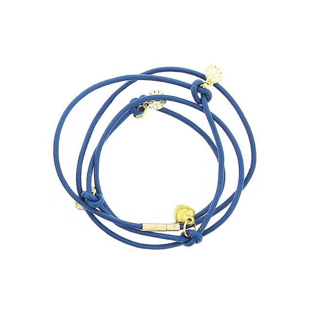 LEATHER BRACELET 4 TURNS WITH METAL BEADS