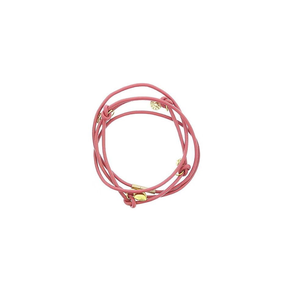 LEATHER BRACELET 4 TURNS WITH METAL BEADS