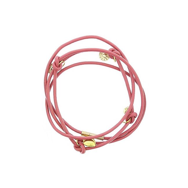 LEATHER BRACELET 4 TURNS WITH METAL BEADS