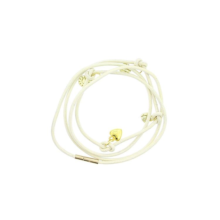 PULSERA CUERO 4 VUELTAS CUENTAS METAL