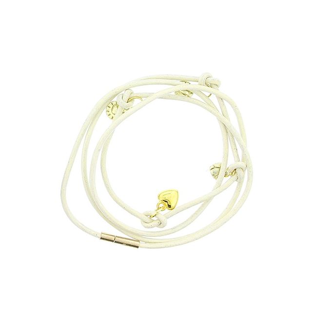 LEATHER BRACELET 4 TURNS WITH METAL BEADS