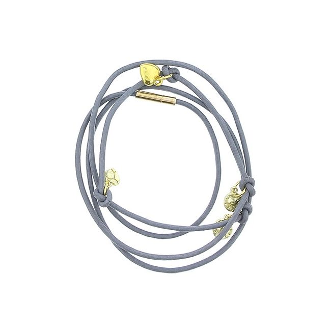 LEATHER BRACELET 4 TURNS WITH METAL BEADS