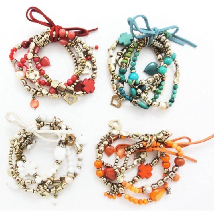 4 STONE METAL STRAPS BRACELET