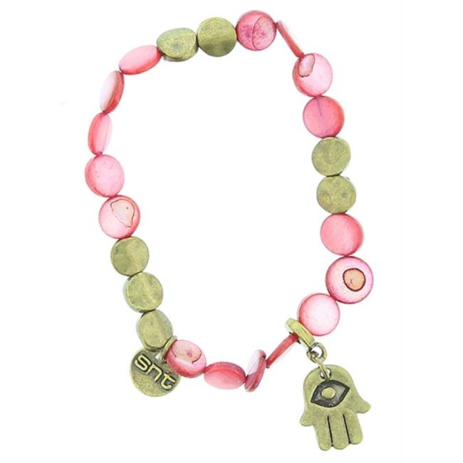 PULSERA CUENTAS METAL  NÁCAR