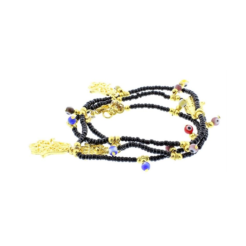 PULSERA CUENTAS OJO TURCO METAL