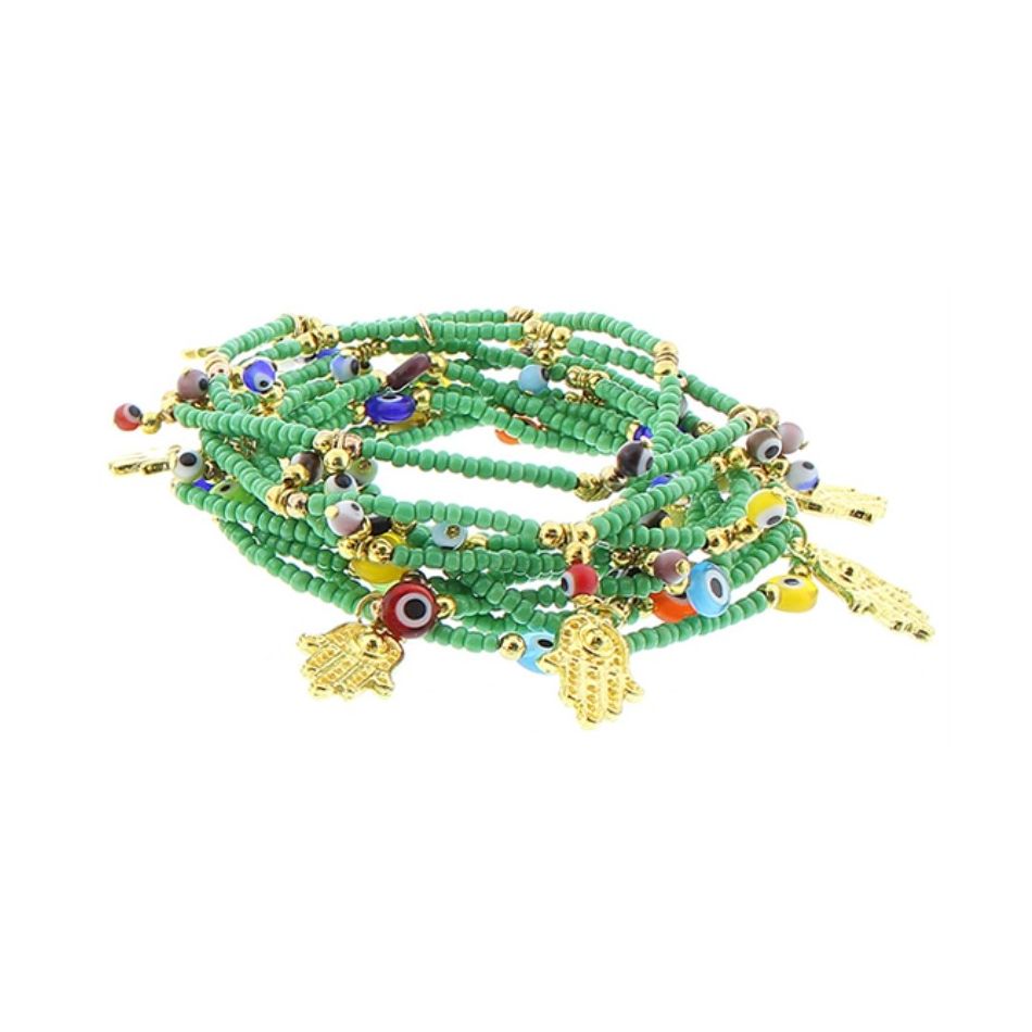PULSERA CUENTAS OJO TURCO METAL