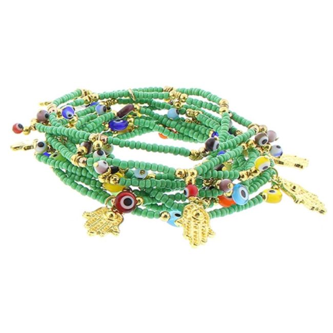 PULSERA CUENTAS OJO TURCO METAL