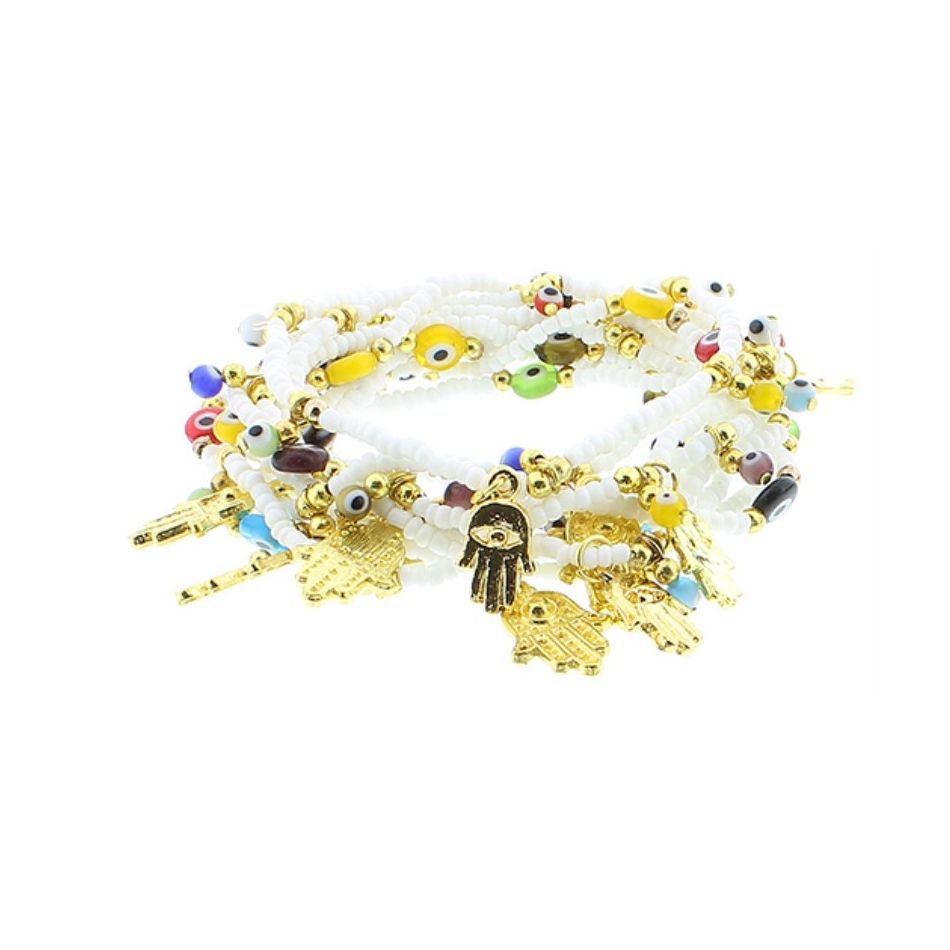 PULSERA CUENTAS OJO TURCO METAL