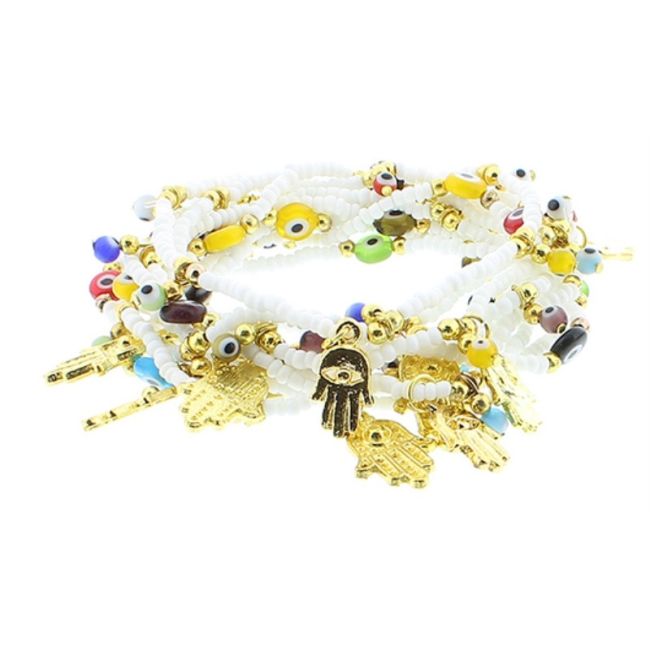 PULSERA CUENTAS OJO TURCO METAL