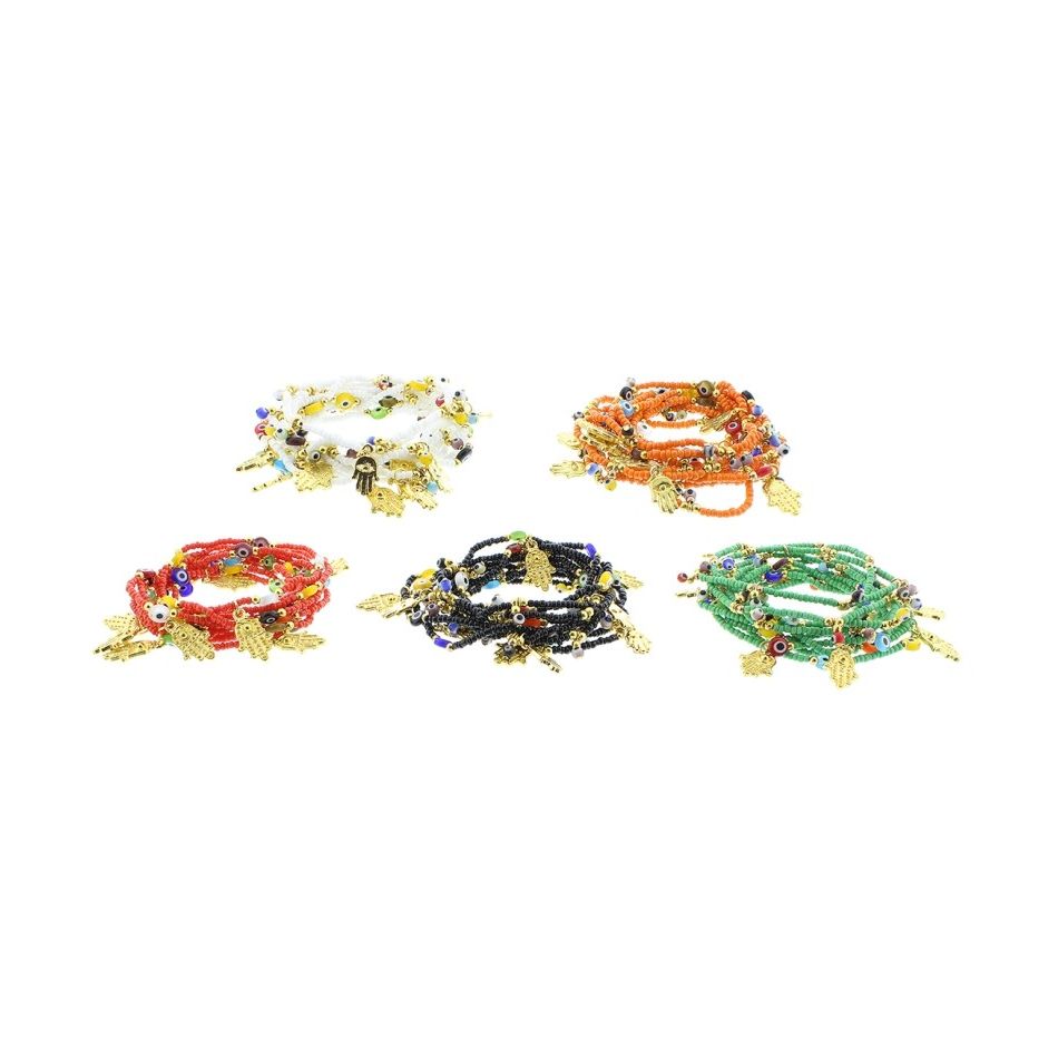PULSERA CUENTAS OJO TURCO METAL