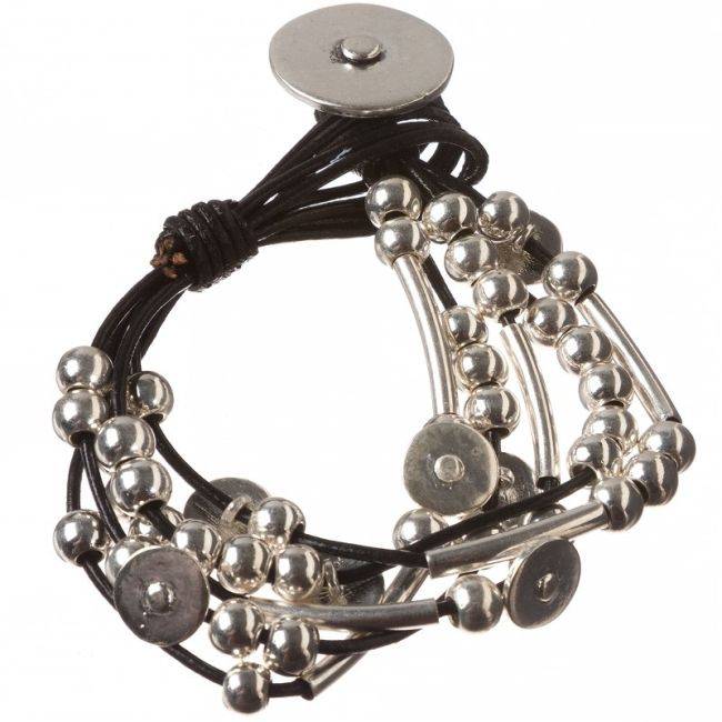 LEATHER BRACELET WITH METAL BEADS