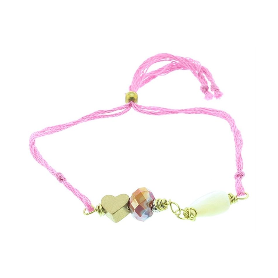 PULSERA CORDÓN CUENTAS METAL PIEDRAS