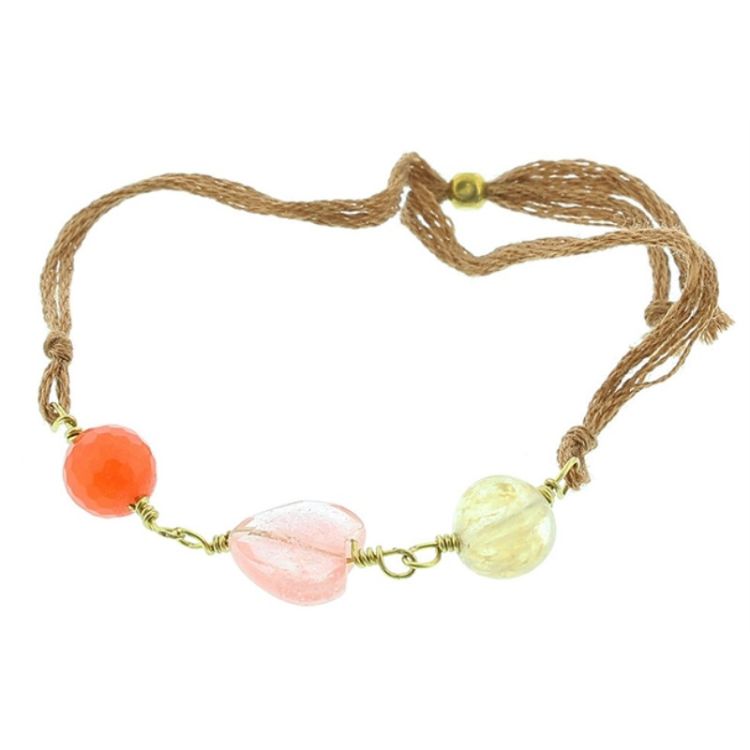 PULSERA CORDÓN CUENTAS METAL PIEDRAS